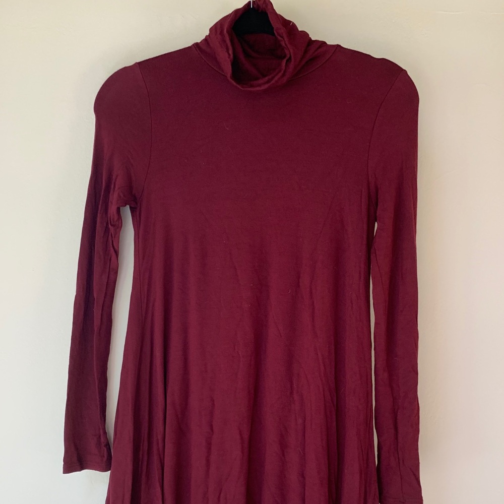 Lulu’s Plum Long Sleeve Turtle Neck Dress
